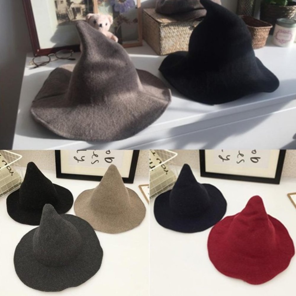 2PCS Sheep Wool Modern Hats Daily Wear Halloween Witch